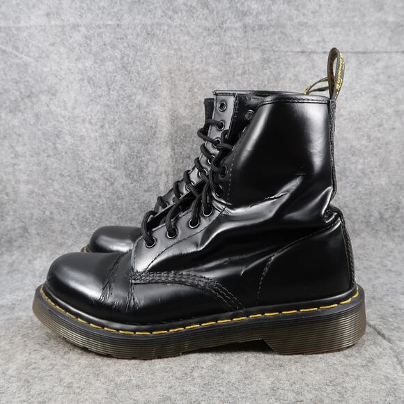 Dr Martens Shoes Womens 7 Boots Combat Classic Black 1460W 8 Eye Lace Up Chunky - Picture 4 of 16